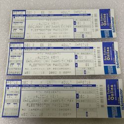 Alicia Keys Unused  Concert Tickets Lot Of 3 / 2002