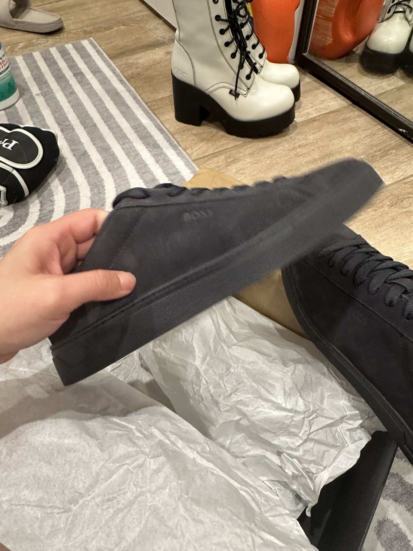 Boss navy lace Up Suede Sneakers men size 8