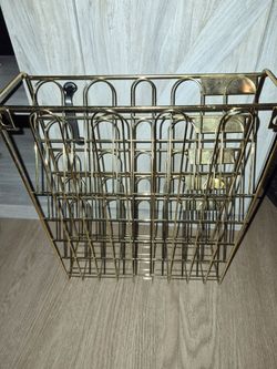 Gold Metal Wire Magazine File Holder and Vinyl Records📻🏵