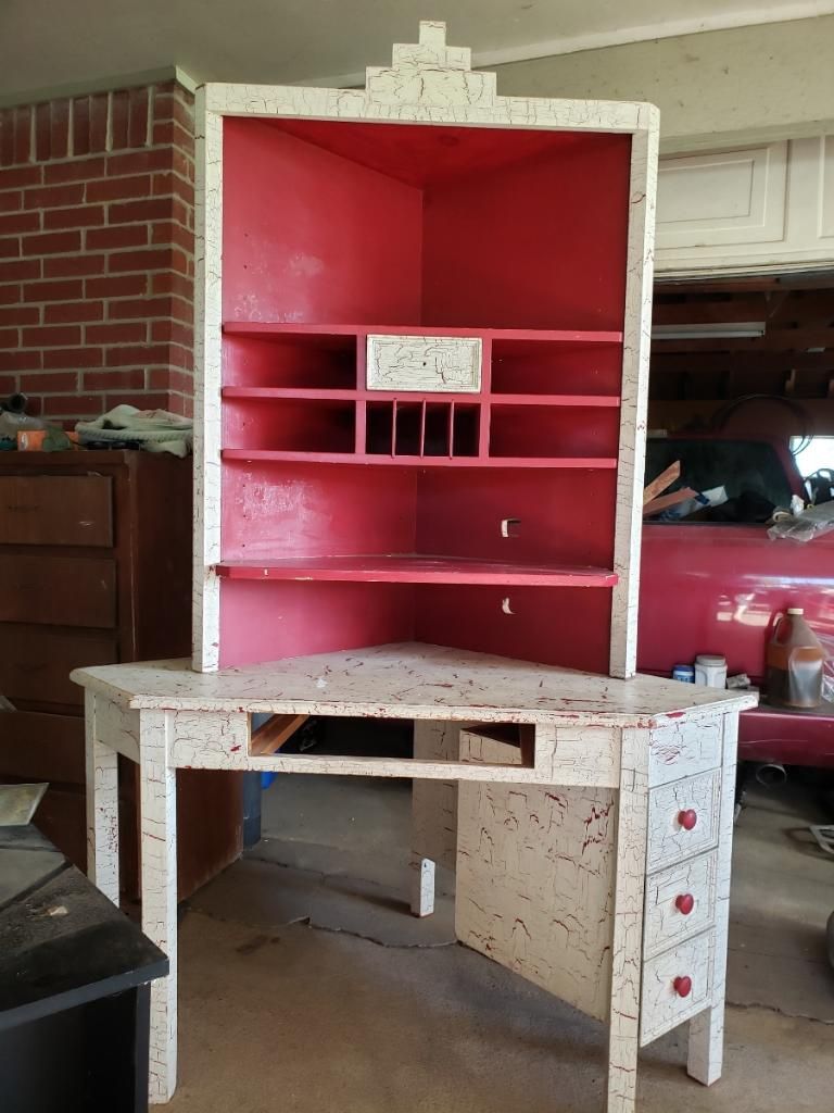 Corner Wooden Desk with hutch