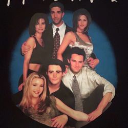 FRIENDS TV Show Black Hoodie Sz L Unisex Jennifer Aniston & Courteney Cox