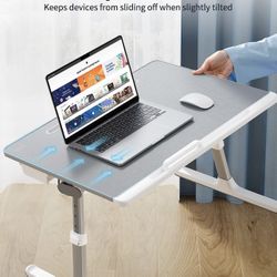 Laptop Bed Tray Desk, SAIJI Adjustable Stand for Bed, Foldable Table with Storage Drawer Eating