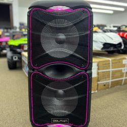 Dolphin SP-212RBT Portable Bluetooth Party Speaker with Lights and PA System 