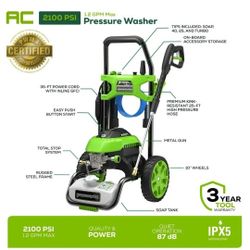 Greenworks 2100 PSI 1.2-GPM Cold Water Electric Pressure Washer