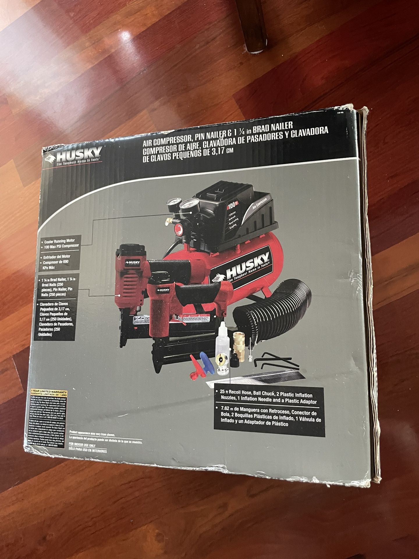 Husky 2 Gallons Compressor With Brad Nailer And Pin Nailer Brand New In Box