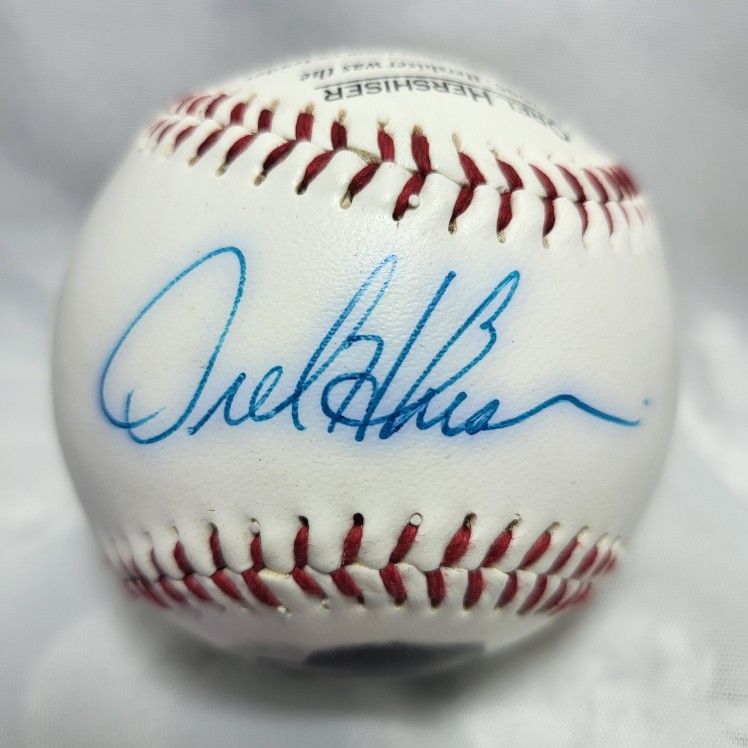 Signed Orel Hershiser 1996 Burger King Fotoball - LA Dodgers, Cle Indians