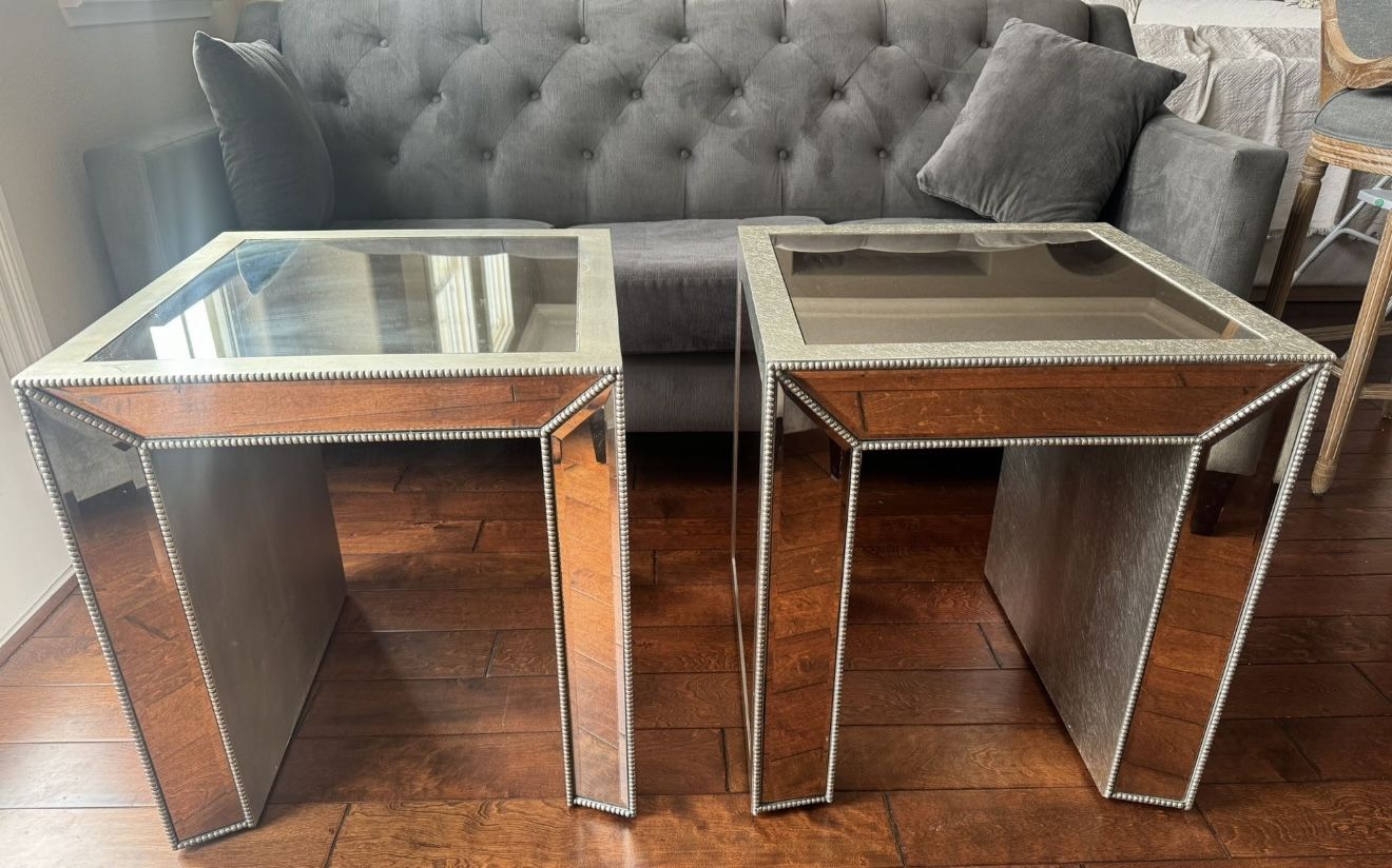 Mirrored Silver Side Tables 