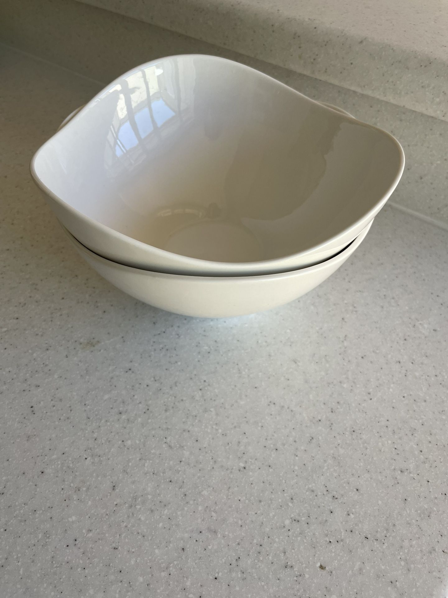 Crate Barrel Tannex Bowls Set 2 Triangular White Tie