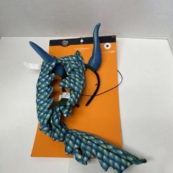 Green Dragon Headband With Horns & Tail Fantasy Dinosaur Fairytale Fancy 