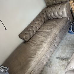 L shape Leather Couch With Matching Ottoman