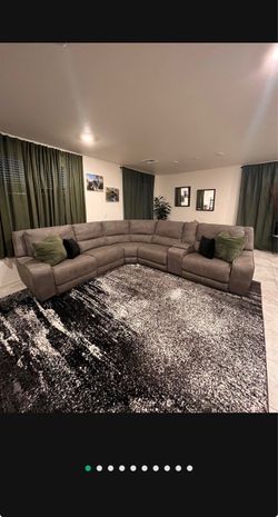Large Gray Leather Sectional Sofa
