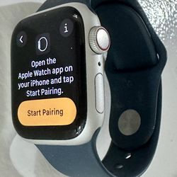 Apple Watch Series 9 41mm GPS & LTE Silver With Apple Blue Band & Charging Cable