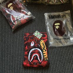 RED SHARK BAPE HOODIE 