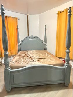 Bed frame & bureau with mirror
