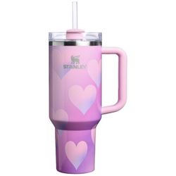 Stanley 40 oz Stainless Steel Valentines 2026 Powder Pink Heart Radiant  H2.0 Flowstate Quencher Tumbler
