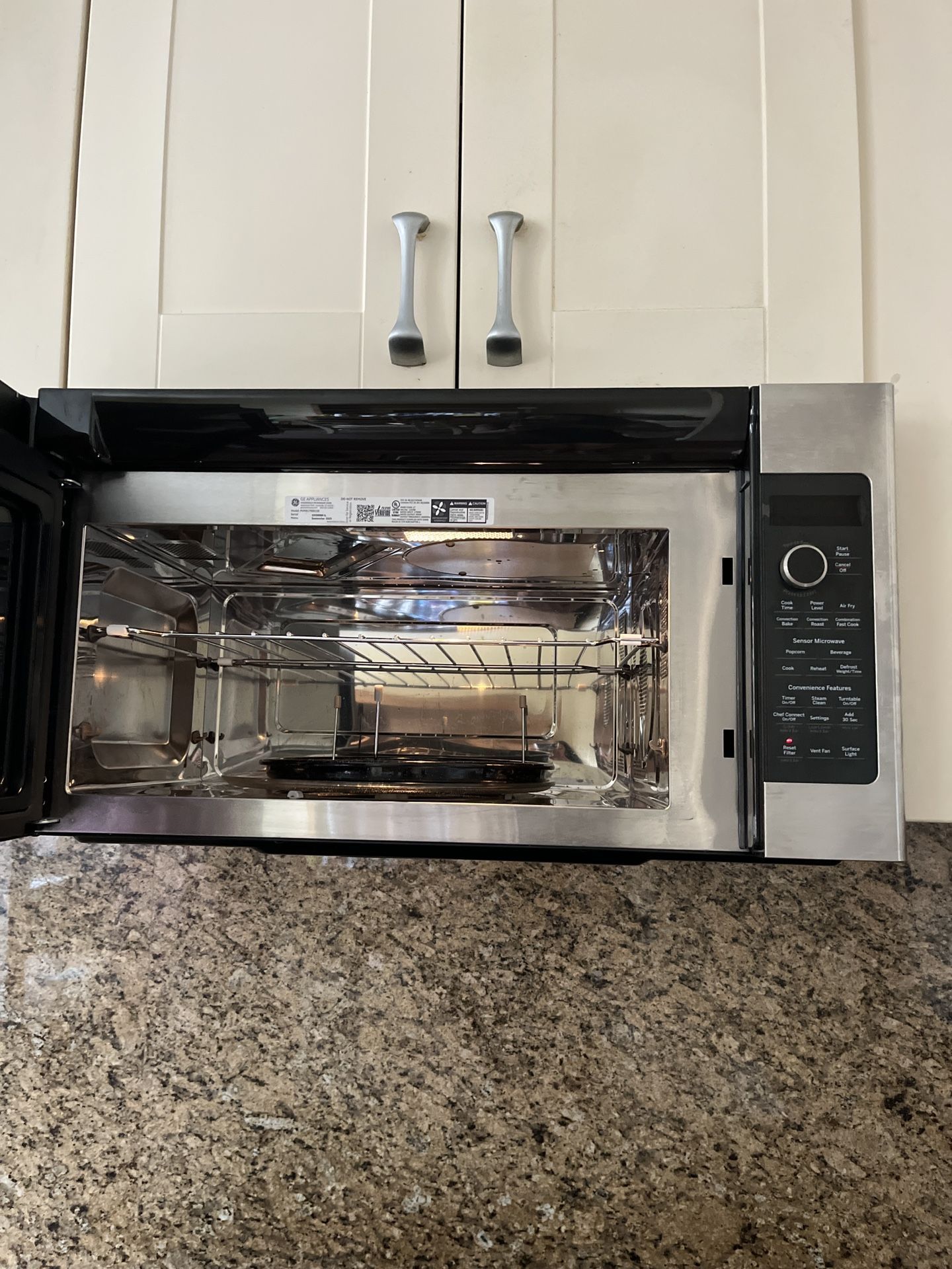 GE Profile Over the Range Microwave Air Fry And Slide In Stove