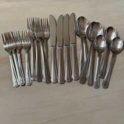 20pc Hampton Silversmiths Flatware Set for 4 Stainless Outline Edge HSV188
