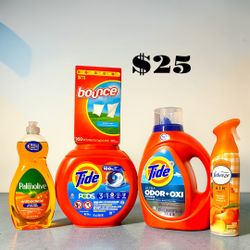 Tide Pods Liquid Detergent Cleaning Supplies Bundle Febreze
