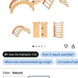 4 in 1 Pikler Triangle Gym, Montessori Foldable Climber with Ramp, Indoor Climbing Toys for Kids, Climbing Triangle for Toddlers Arch Climber, Rocker,