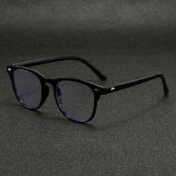 1pc Unisex Retro Y2K Style Plain Lens Glasses, Casual Wear