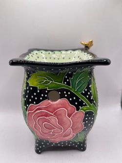 A vintage 2004 j. McCall blue sky clay works ceramic wax warmer