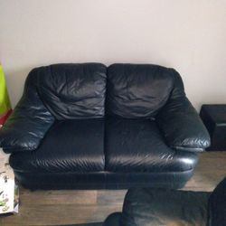 All Black Leather Love Seat And Single seat. 