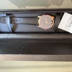 Brand New Movado Men’s Signature Watch Rose Gold Black Leather Band