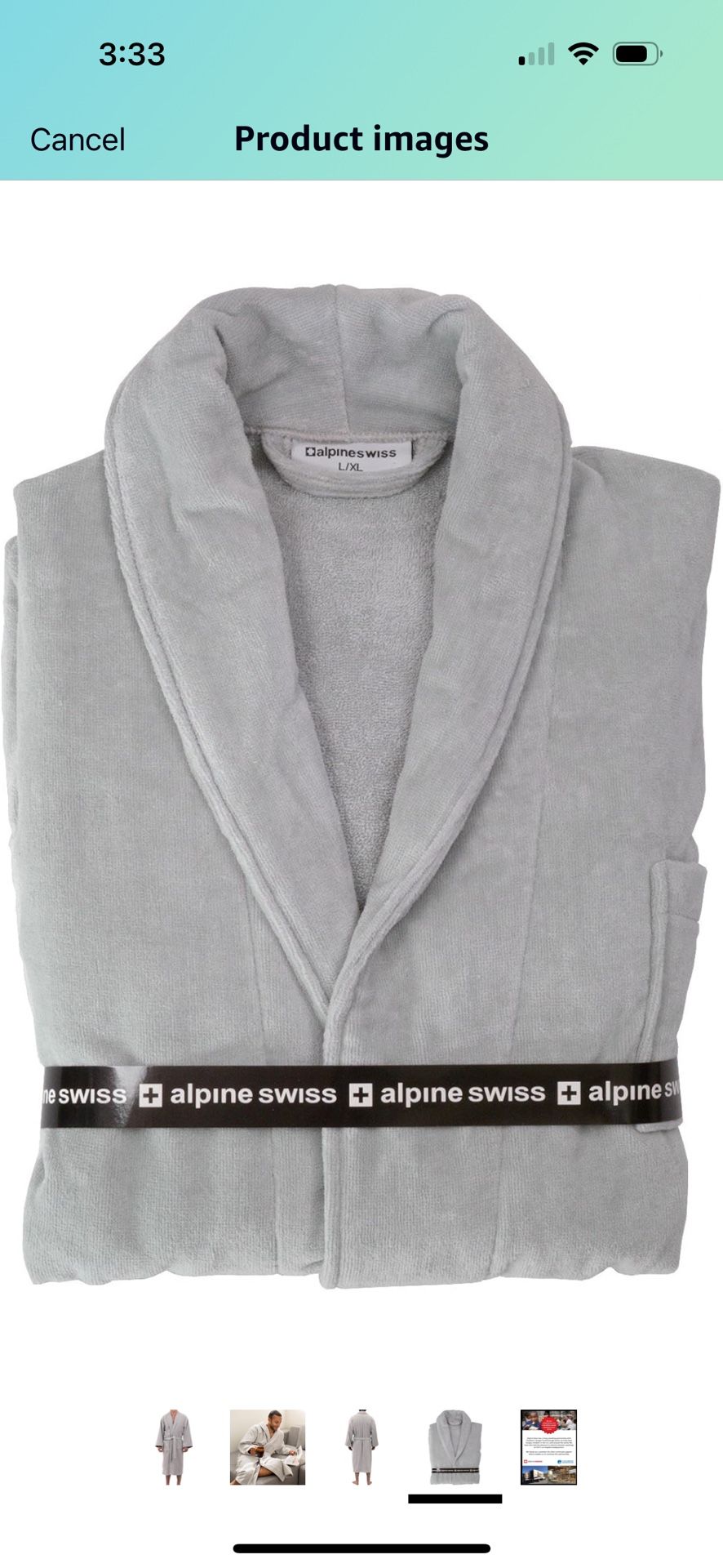 Alpine Swiss Pure Cotton Mens Terry Cloth Bathrobe Super Absorbent Spa Robe