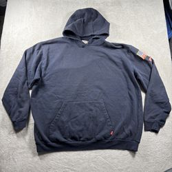 Ticomela Fire Resistant FR Hoodie Men’s 2XL Blue Pullover NFPA 2112 CAT 2 Weldin