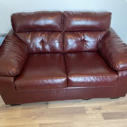 Red Leather Love Seat
