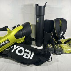 Ryobi Leaf Vacuum/ Blower 40v Kit With 2 Batteries And Charger Used In Good Condition