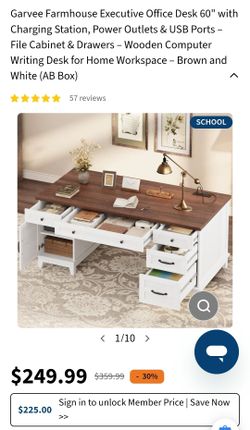 Garvee Brown and White 60' inch Desk / Brand New in the Box never been used.