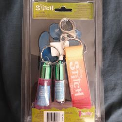 Stitch Lip Gloss Set Plant Based Strawberry and Grape Flavored and One Keychain