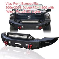 Dodge RAM 1500 Front Bumper Fits 2006-2008 with Winch Plate&LED Lights