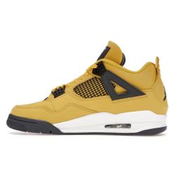Air Jordan 4 “Lightning” Retro Sneakers – Yellow & Black Nubuck Basketball Shoes
