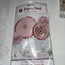 Pink And Rose Gold Paper Fans