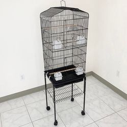 (New in box) $60 Small to Medium Bird Cage 60” Tall Parrot Parakeet Cockatiel Bird Cage 18x14x60” Rolling Stand