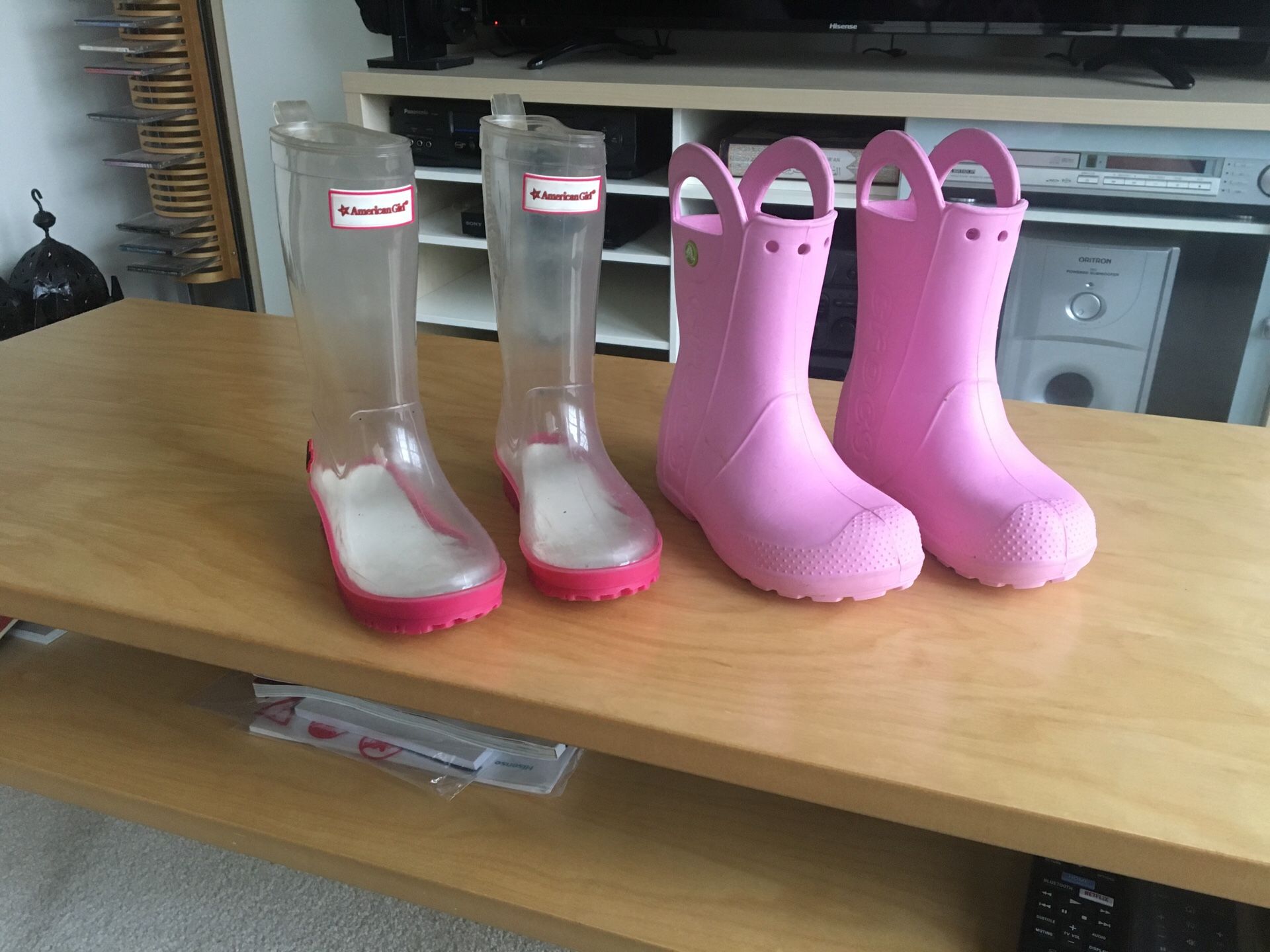 Girls boots size 12-13 American girl and crocs