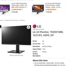 LG Monitor 24" Monitor 1920x1080