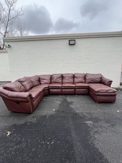 Burgundy Leather Lazyboy Sectional Free Delivery 