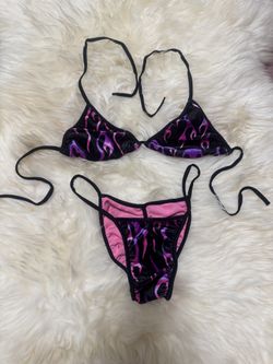 New Small flame velvet bikini y2k festival rave outfit lingerie raver