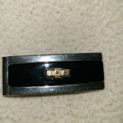 Silver And 14kt Money Clip Three small diamonds