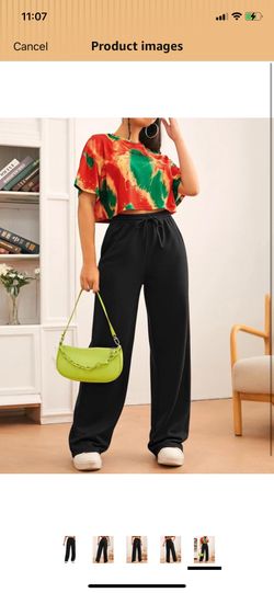 High Quality Wide Leg Sweatpants for Women Elastic High Waisted Drawstring Loose Pants with Pockets ( please follow my page all brand new )