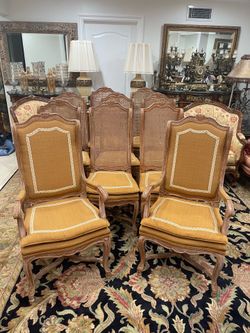 Classic Set of 10 French Provincial Cane Back Dining Chairs🌷 $50 Each
