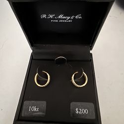 10k Diamond Hoop Earrings