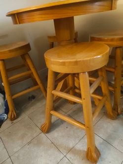 Solid Wood Pub / Bar Height Table Set with 4 Stools