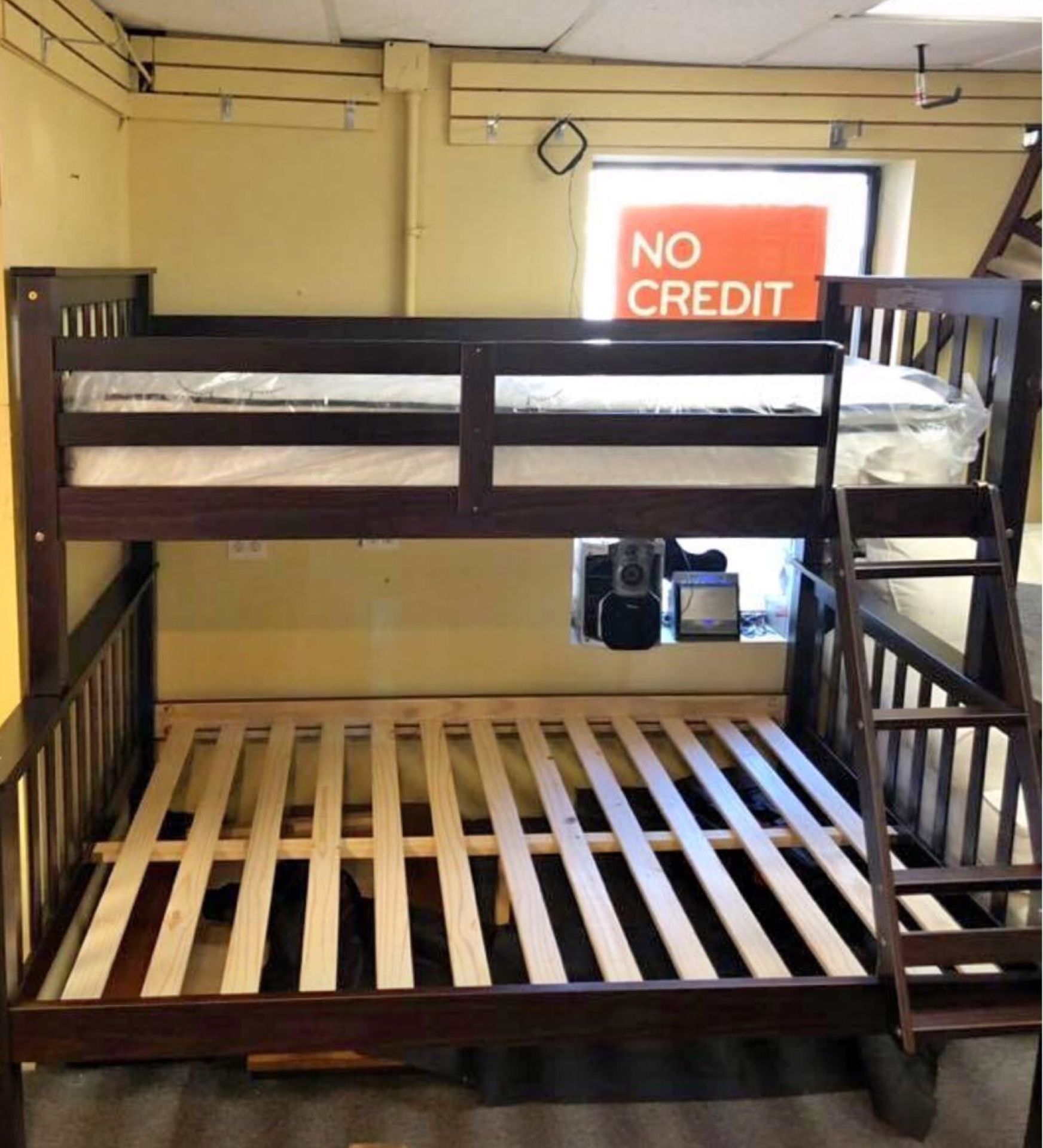 %100 solid wood twin / full bunk bed $39 down no credit check financing