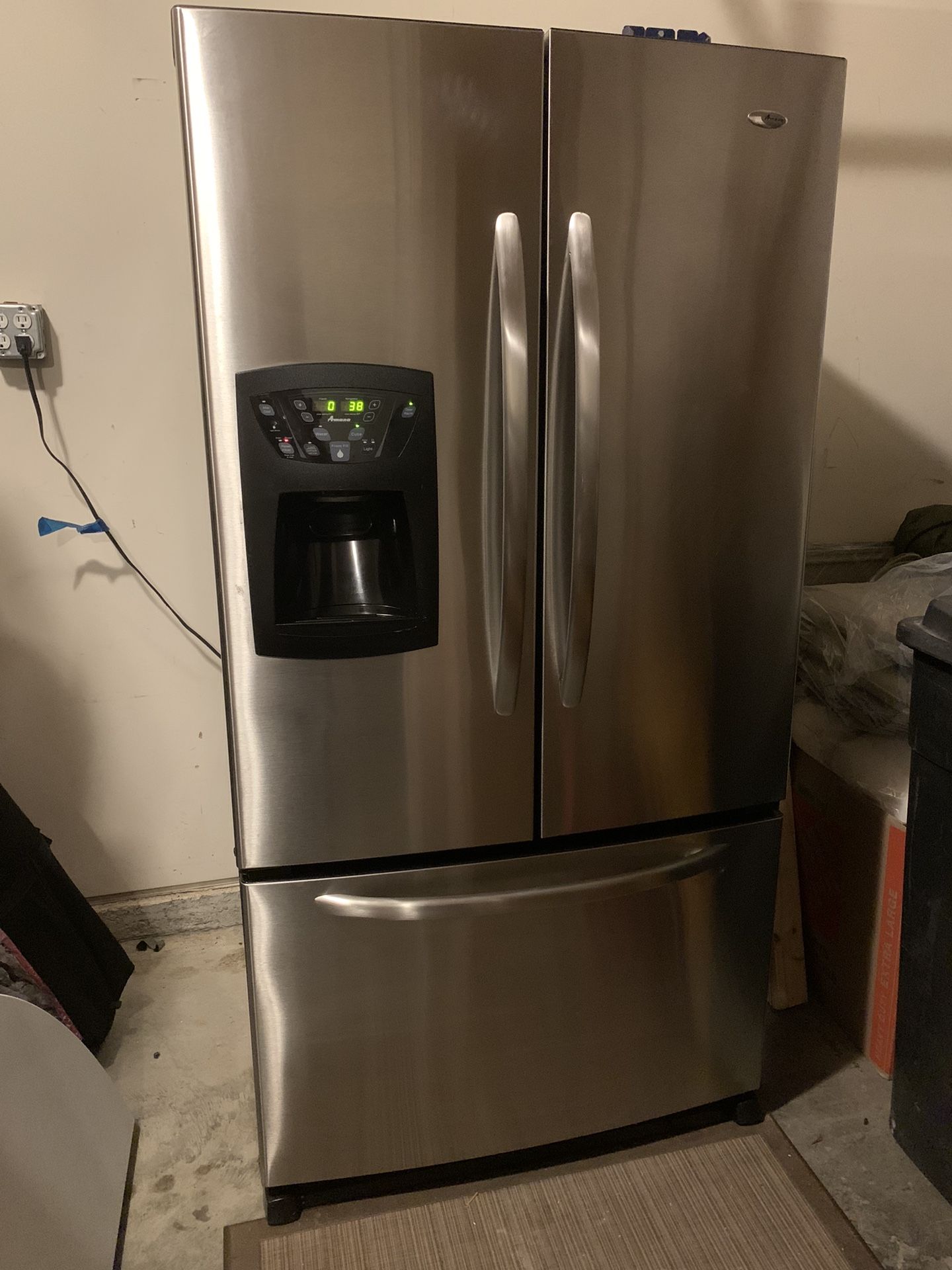 Whirlpool Amana AFI2538AES Stainless Steel 25.0 cu. ft. Freestanding French Door Refrigerator, External Ice/Water Dispenser