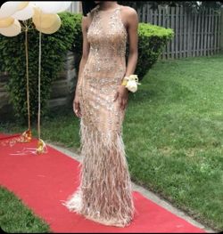 Camille La Vie Nude Embellished Evening Dress Size 0
