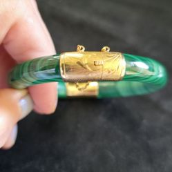 Vintage Malachite/Gold Bangle Bracelet 